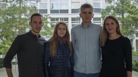 Tekla Global BIM Awards 2016 dla studentó PŁ, od lewej Krystian Warda, Katarzyna Kaczorowska, Robert Szuba, Karolina Malańska