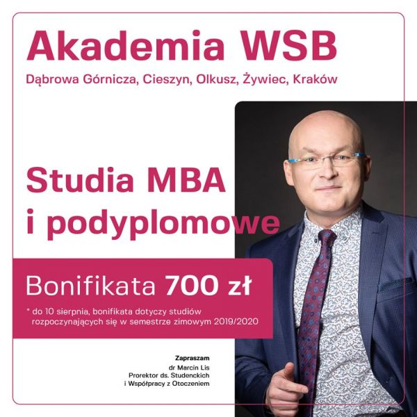 Bonifikata na studia MBA i podyplomowe w Akademii WSB