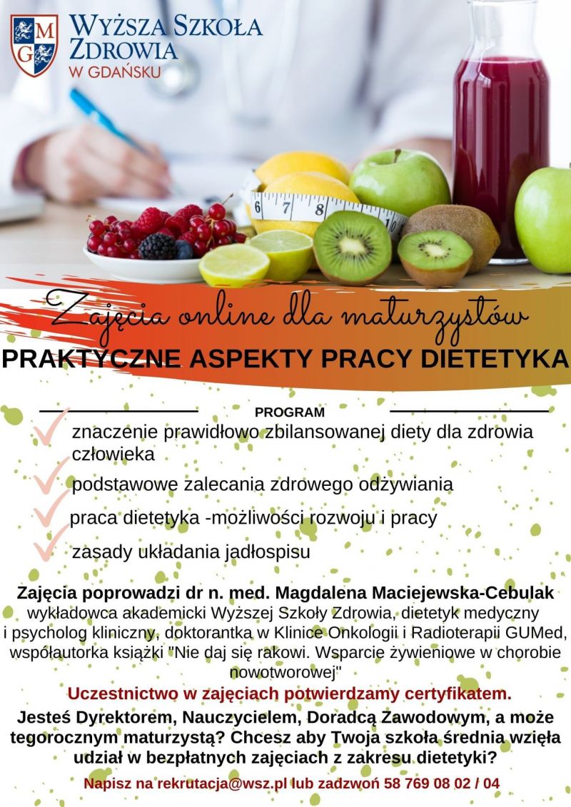 Zajęcia online dla maturzystów na temat dietetyki